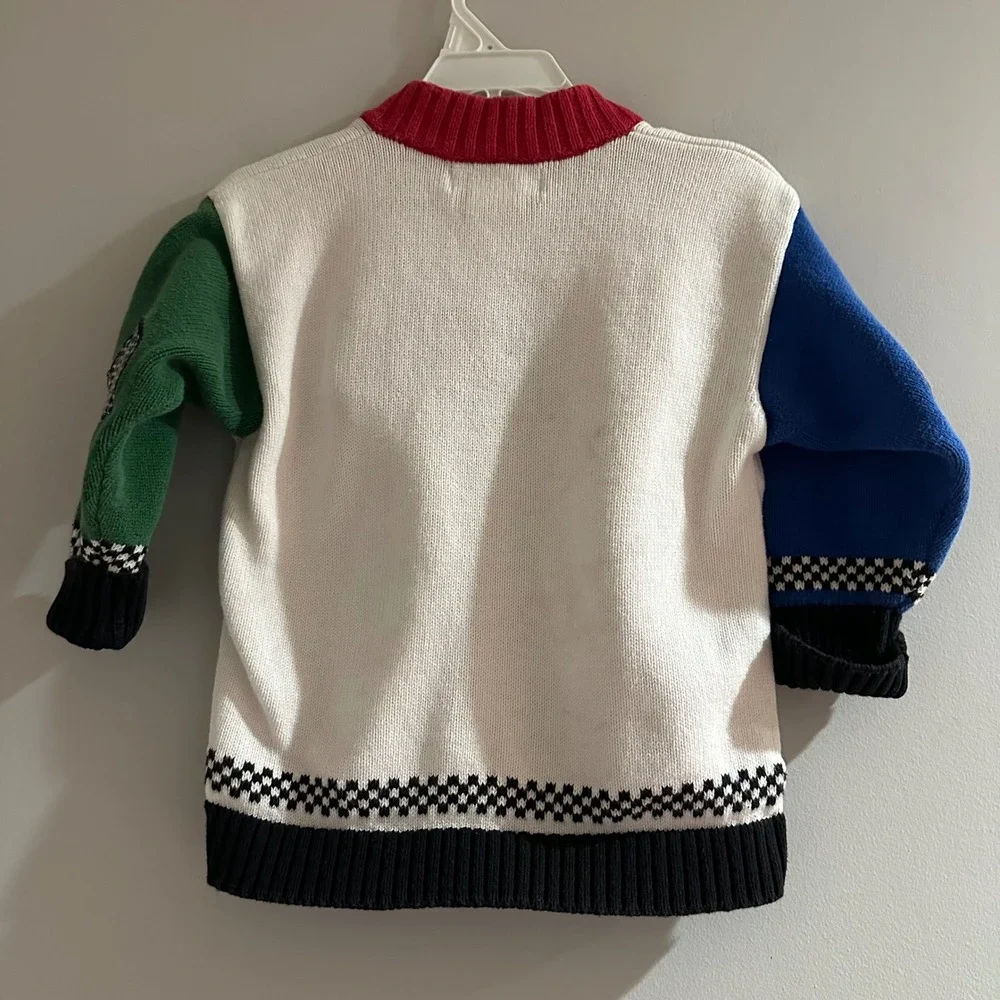 Vintage Gymboree Cardigan Kids Small Multicolor Good Colorblock Airplane Sweater